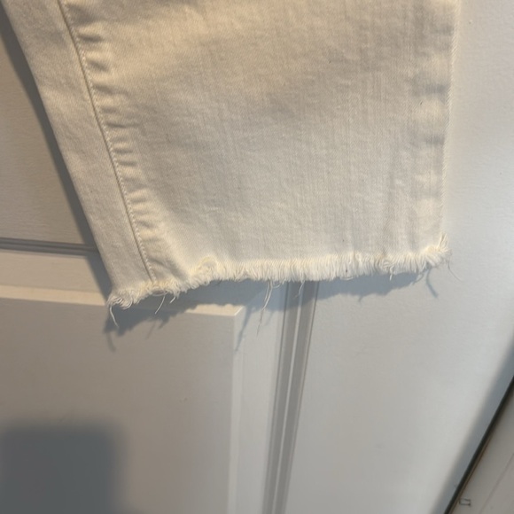 Madewell white high rise, slim crop boyjean  cropped ankle jeans raw hem 24 - Picture 7 of 11